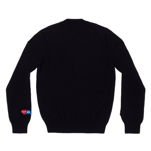 PLAY CDG - INVADER Lambswool V Neck Sweater  - (Navy)