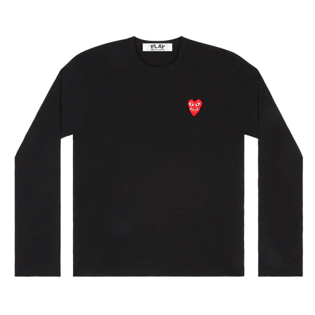 CDG PLAY - Double Red Heart Emblem L/S T-Shirt - (Black)