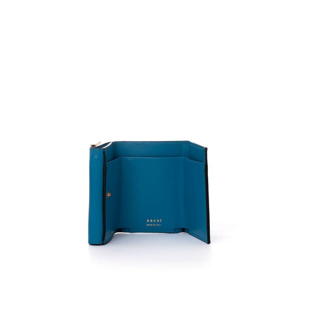 SACAI: Pre Women Half Metal Trifold Wallet (TURQUOISE) | DSMG E-SHOP