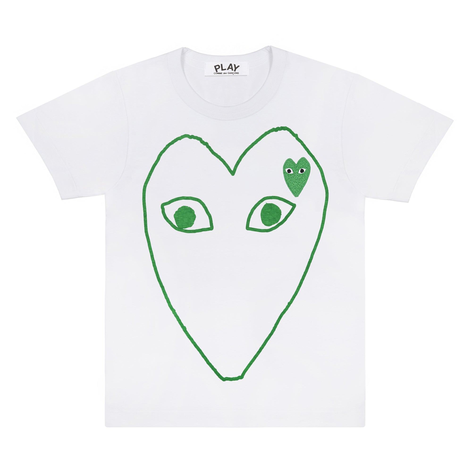 PLAY CDG - COTTON JERSEY PRINT WITH GREEN EMBLEM - (WHITE) view 1