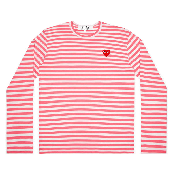 PLAY CDG - Striped L/S T-Shirt - (Pink/White)