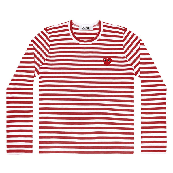 PLAY CDG - Striped T-Shirt - (Red/White)