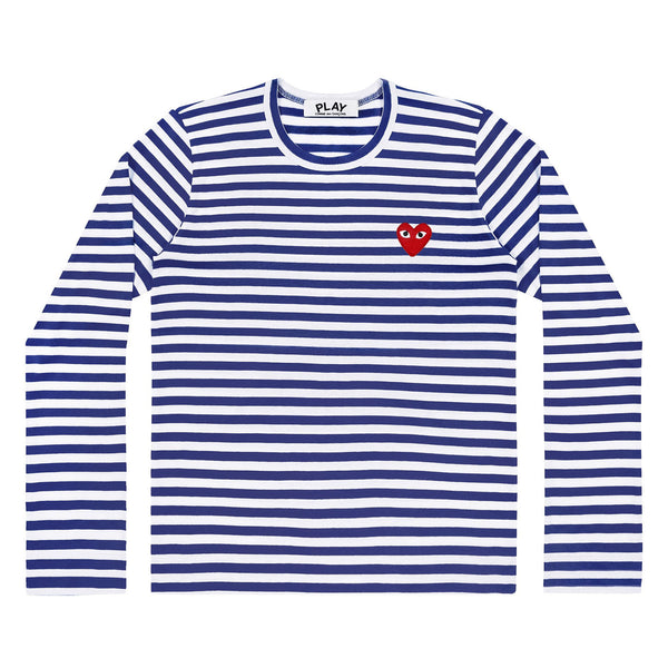 PLAY CDG - Striped L/S T-Shirt - (Blue/White)