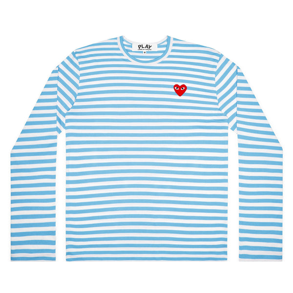 PLAY CDG - Striped T-Shirt - (Blue/White)