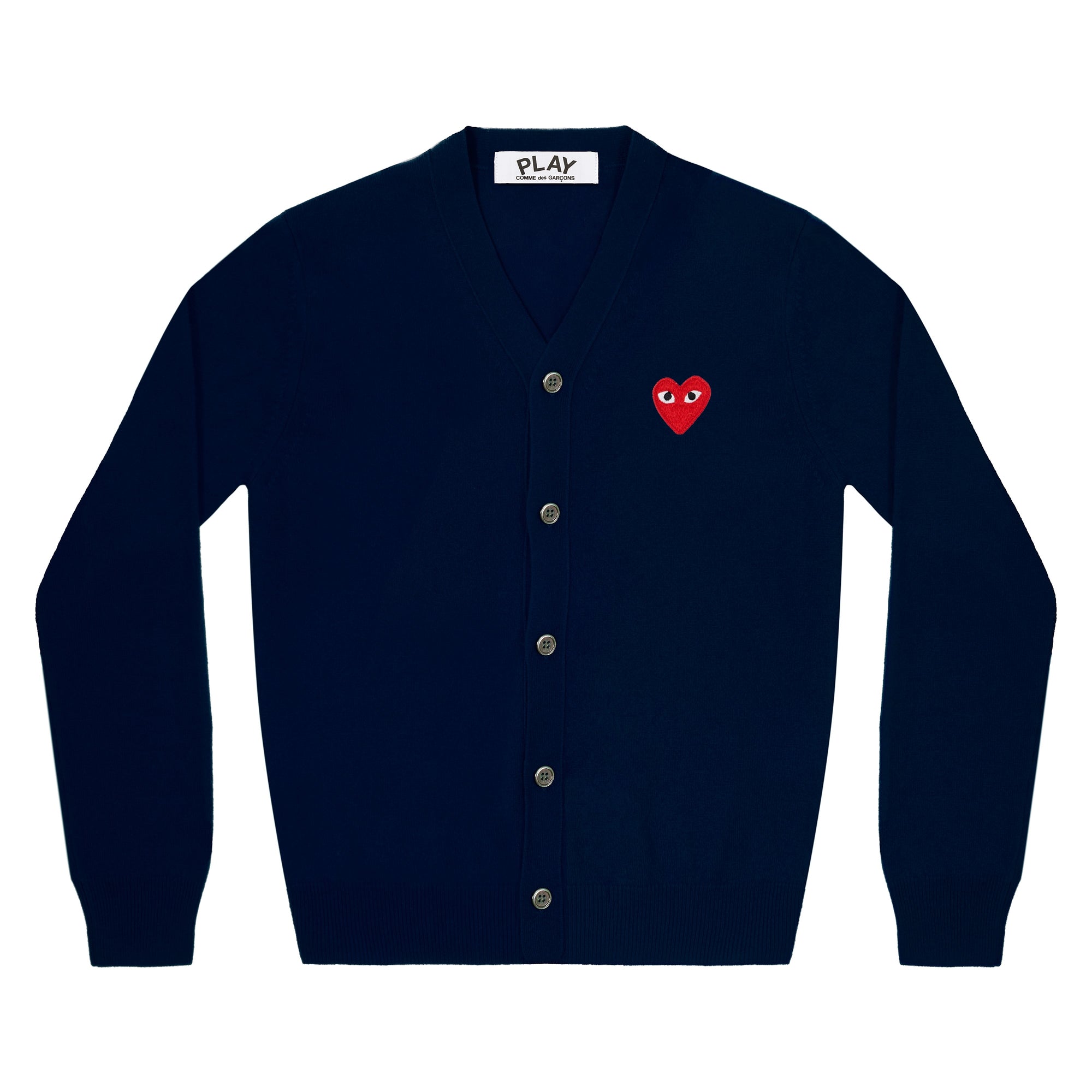 PLAY CDG - RED HEART MEN'S CARDIGAN - (NAVY) view 1