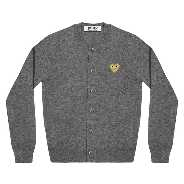 PLAY CDG - GOLD HEART LADIE'S CARDIGAN - (MID GREY)