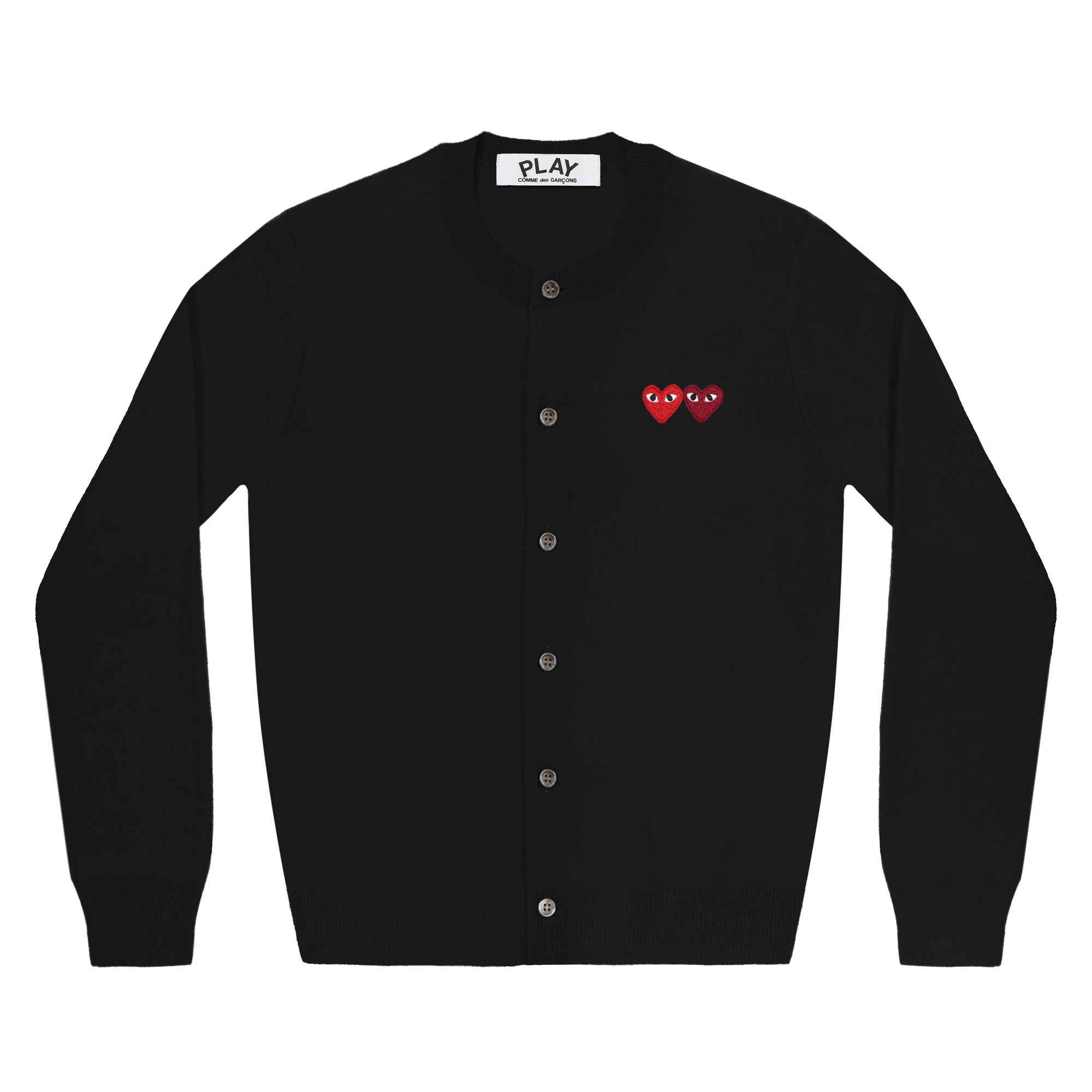 PLAY CDG - DOUBLE HEART LADIE'S CARDIGAN  - (BLACK) view 1