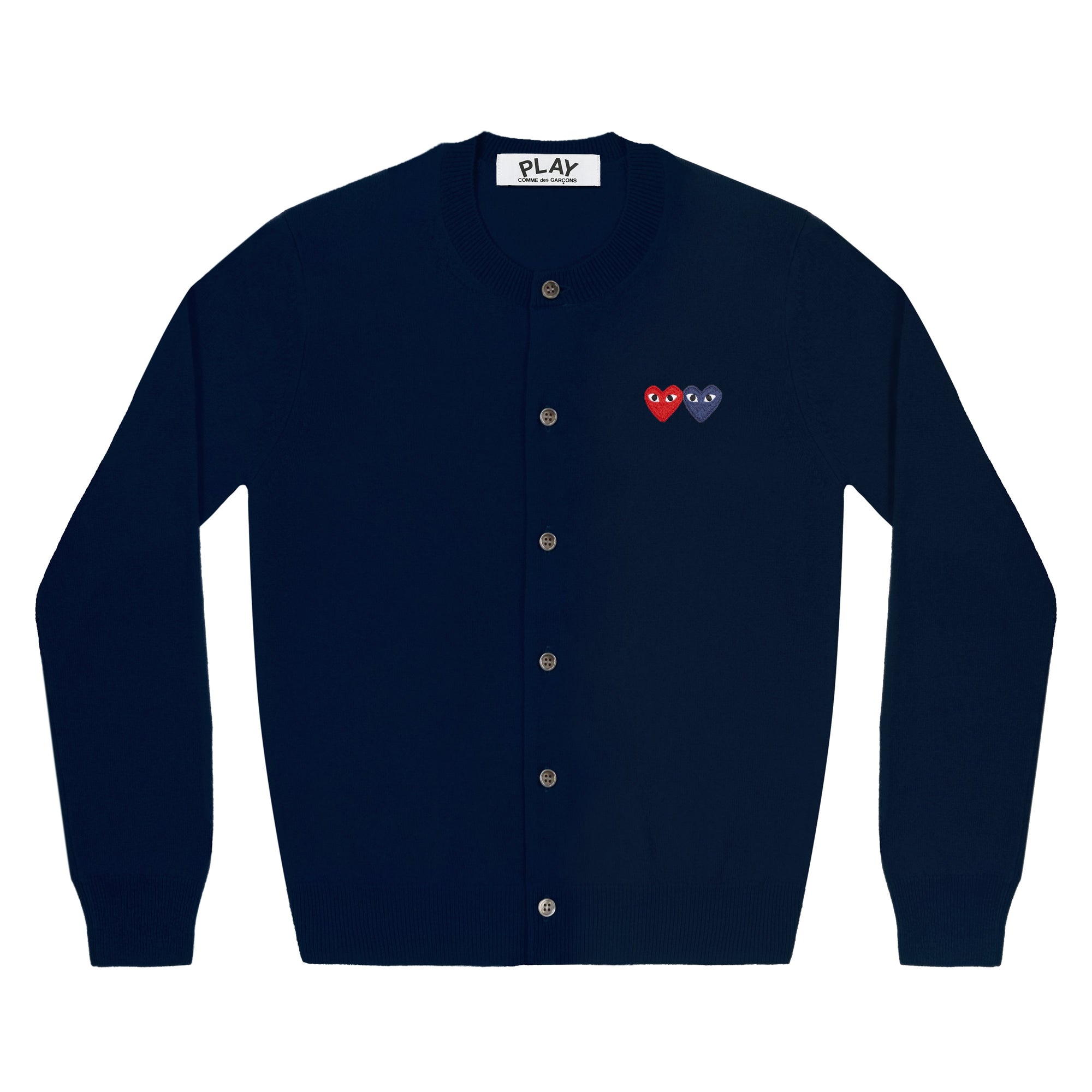 PLAY CDG - DOUBLE HEART LADIES' CARDIGAN - (NAVY) view 1