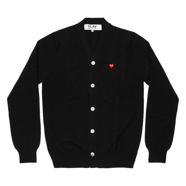 PLAY CDG - MEN'S CARDIGAN WITH SMALL RED HEART - (BLACK)