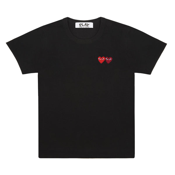 PLAY CDG - T-Shirt With Double Heart - (Black)