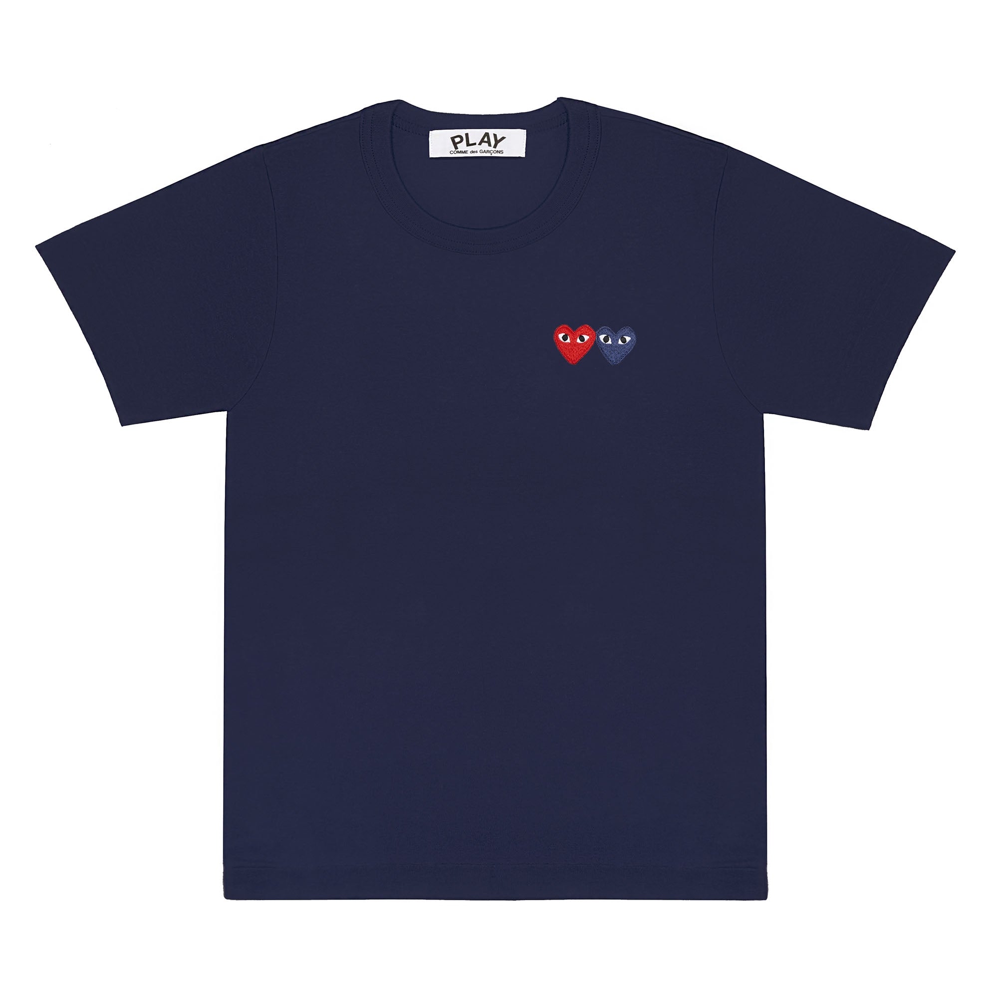 PLAY CDG - T-Shirt With Double Heart - (Navy) view 1