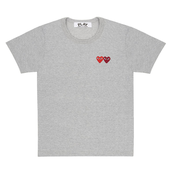 PLAY CDG - T-Shirt With Double Heart - (Grey)