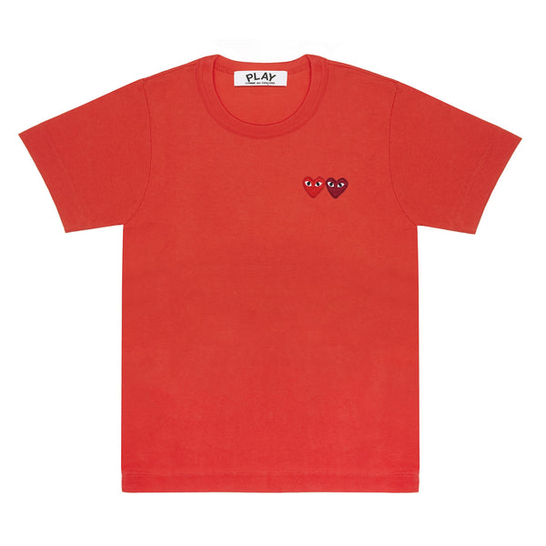 PLAY CDG - T-Shirt With Double Heart - (Red)