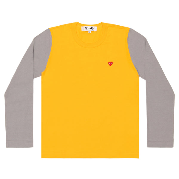 PLAY CDG - Small Red Heart Coloured L/S T-Shirt - (Yellow X Gray)