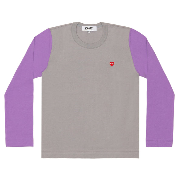 PLAY CDG - Small Red Heart Coloured L/S T-Shirt - (Gray X Purple)
