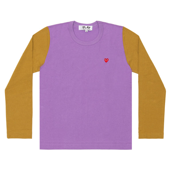 PLAY CDG - Small Red Heart Coloured L/S T-Shirt - (Purple X Olive)