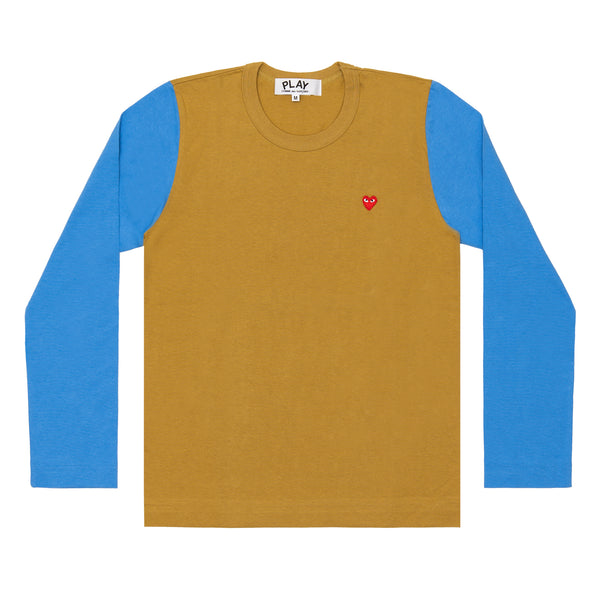 PLAY CDG - Small Red Heart Coloured L/S T-Shirt - (Olive X Blue)