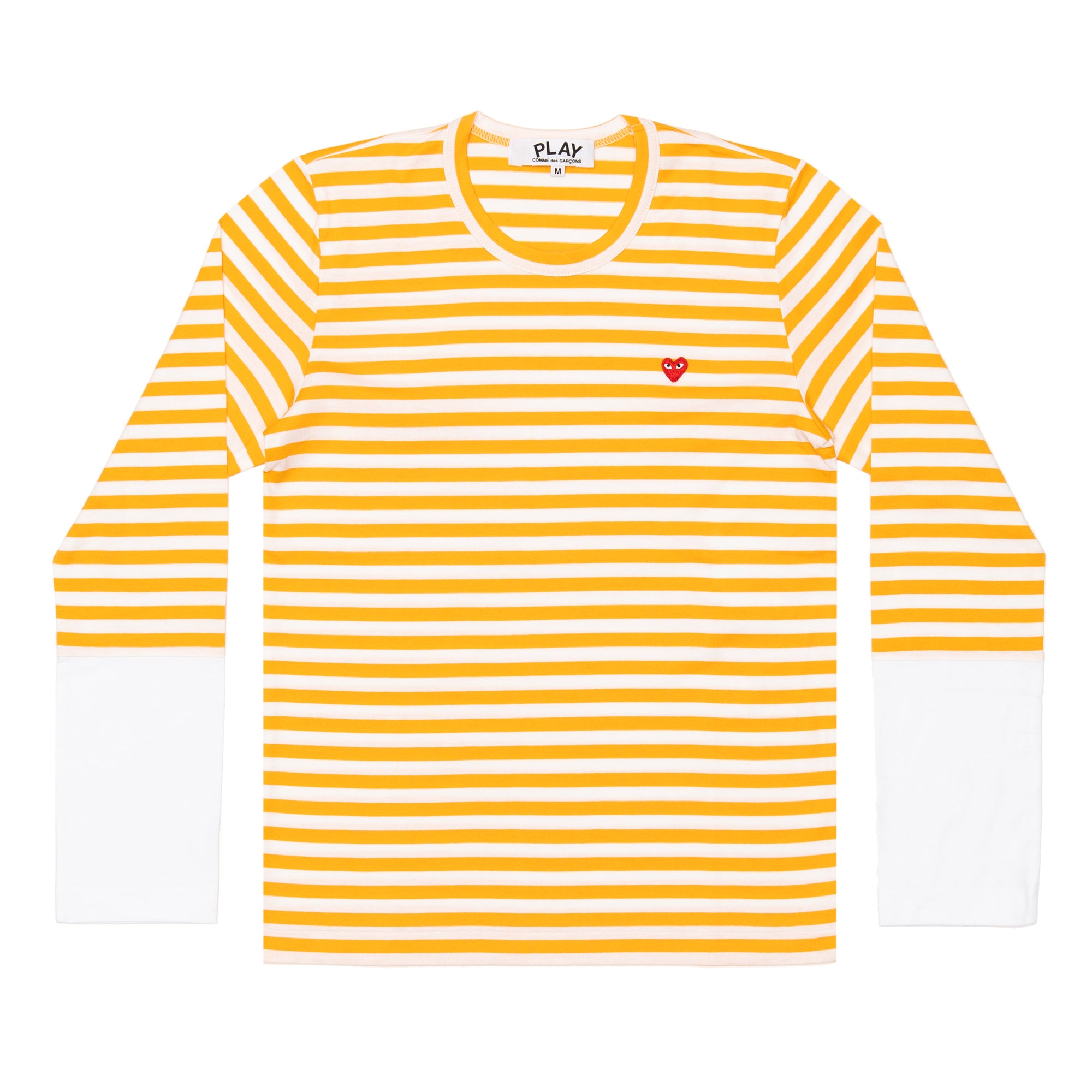 PLAY CDG - Small Red Heart Striped L/S T-Shirt - (Yellow X White) view 1