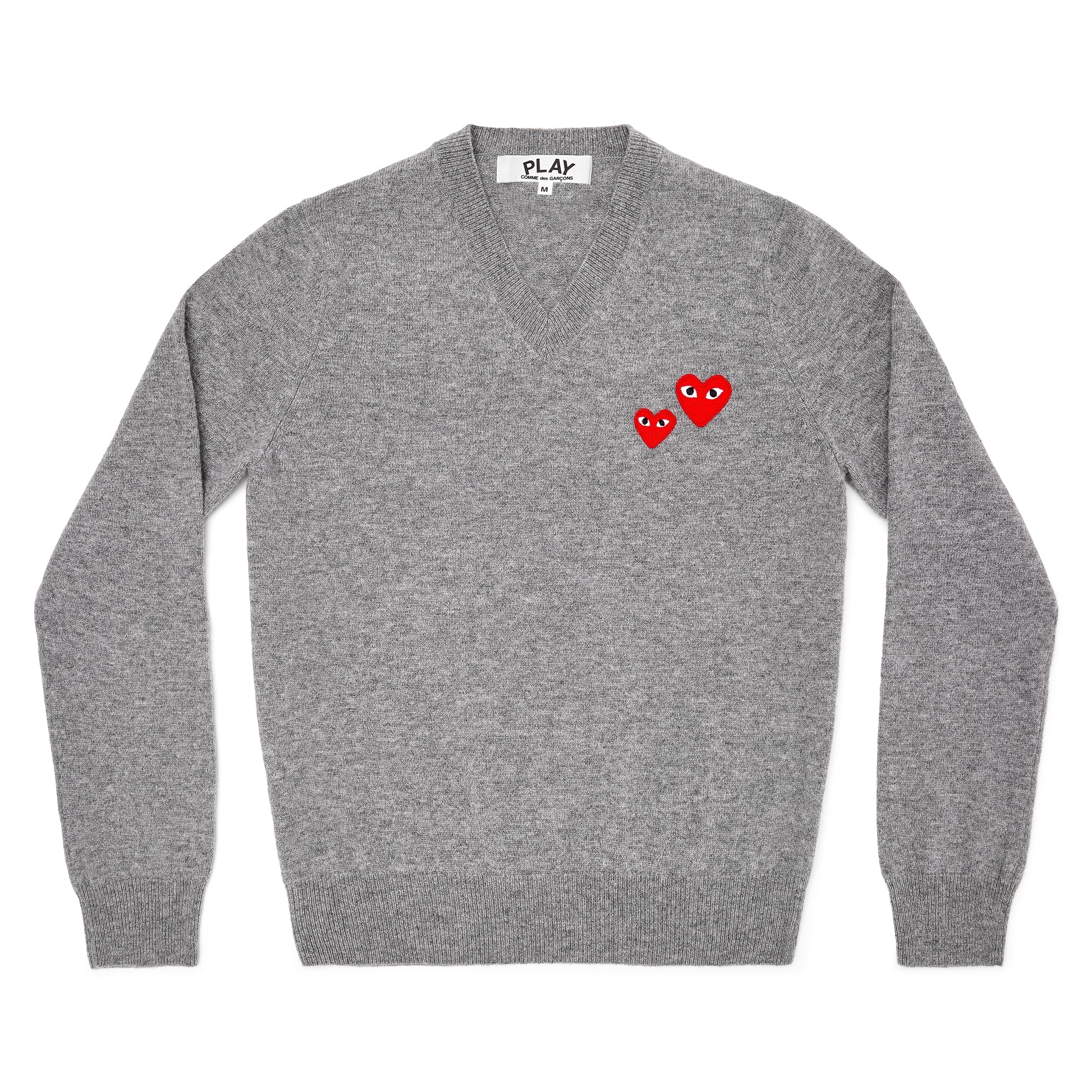 PLAY CDG - DOUBLE HEART JUMPER - (GREY) view 1
