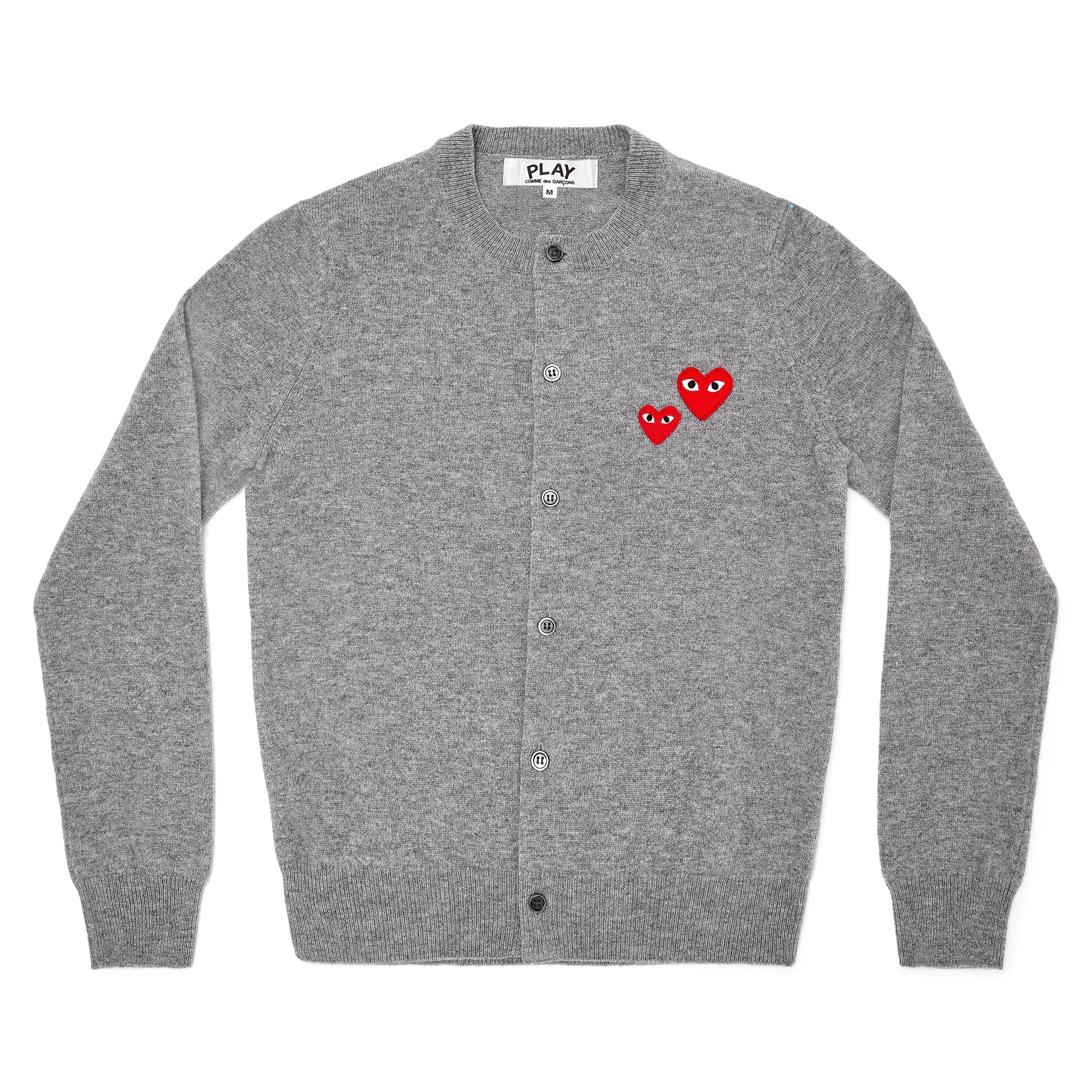 PLAY CDG - LADIE'S DOUBLE HEART CARDIGAN - (GREY) view 1