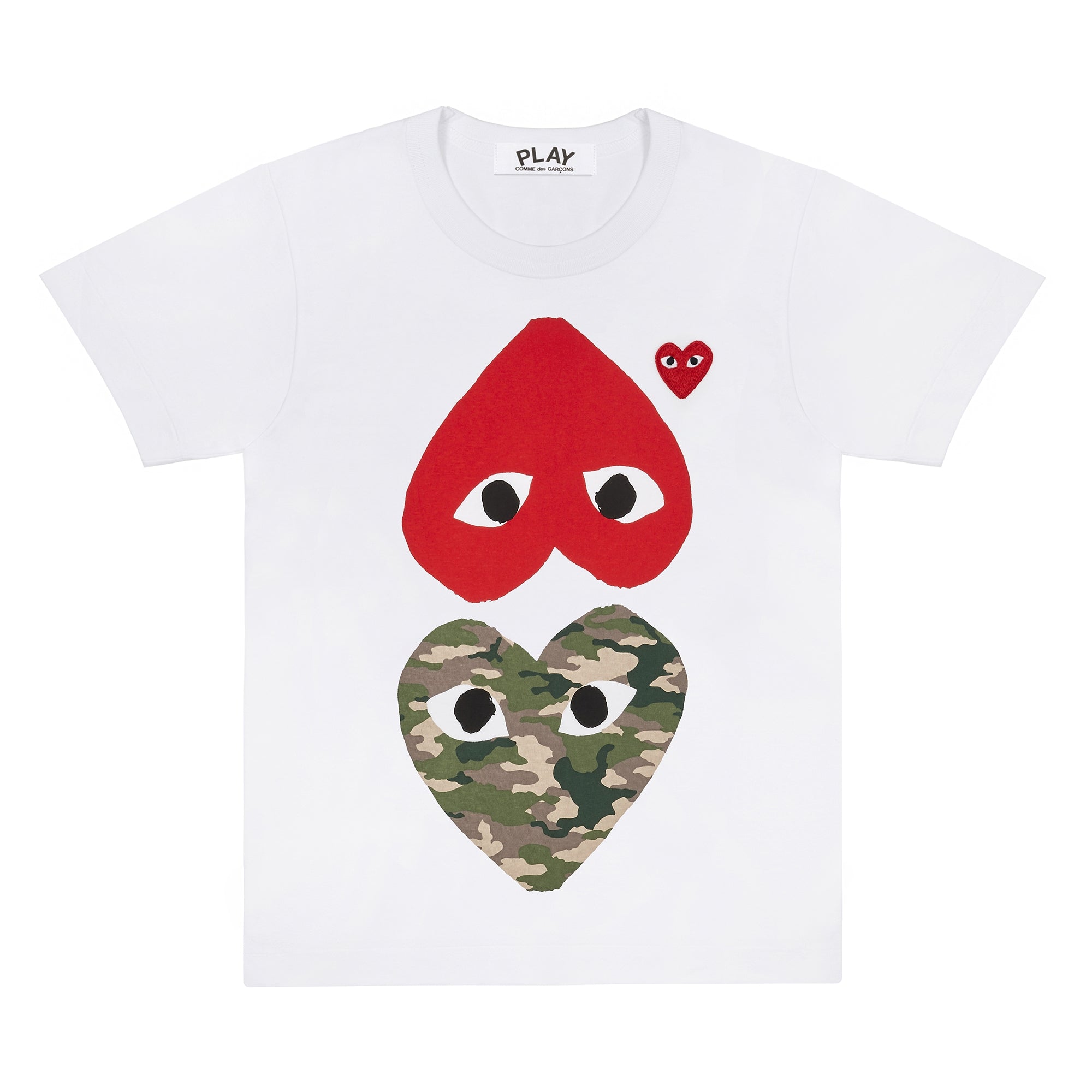 PLAY CDG - Camouflage With Upside Down Heart T-Shirt - (White) view 1