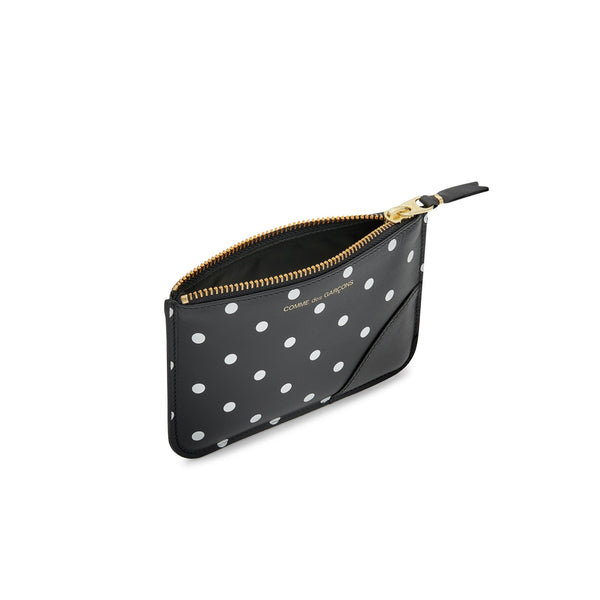 CDG WALLET - Polka Dots Printed Pouch Small - (Black)
