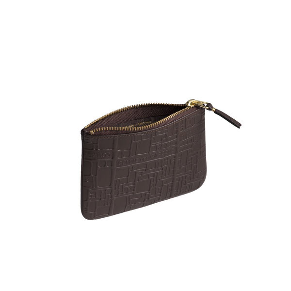 CDG WALLET - Embossed Logotype Pouch Small - (Brown)
