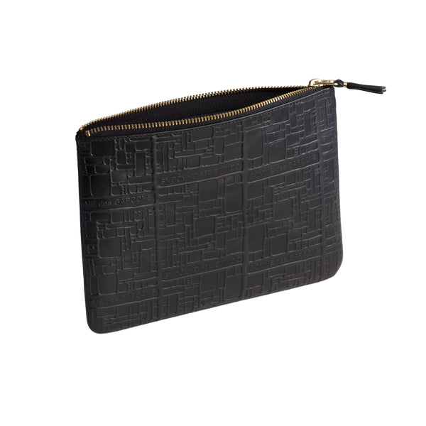 CDG WALLET - Embossed Logotype Pouch Large - (Black)