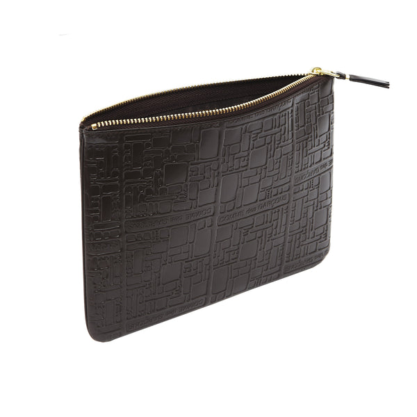 CDG WALLET - Embossed Logotype Pouch Large - (Brown)