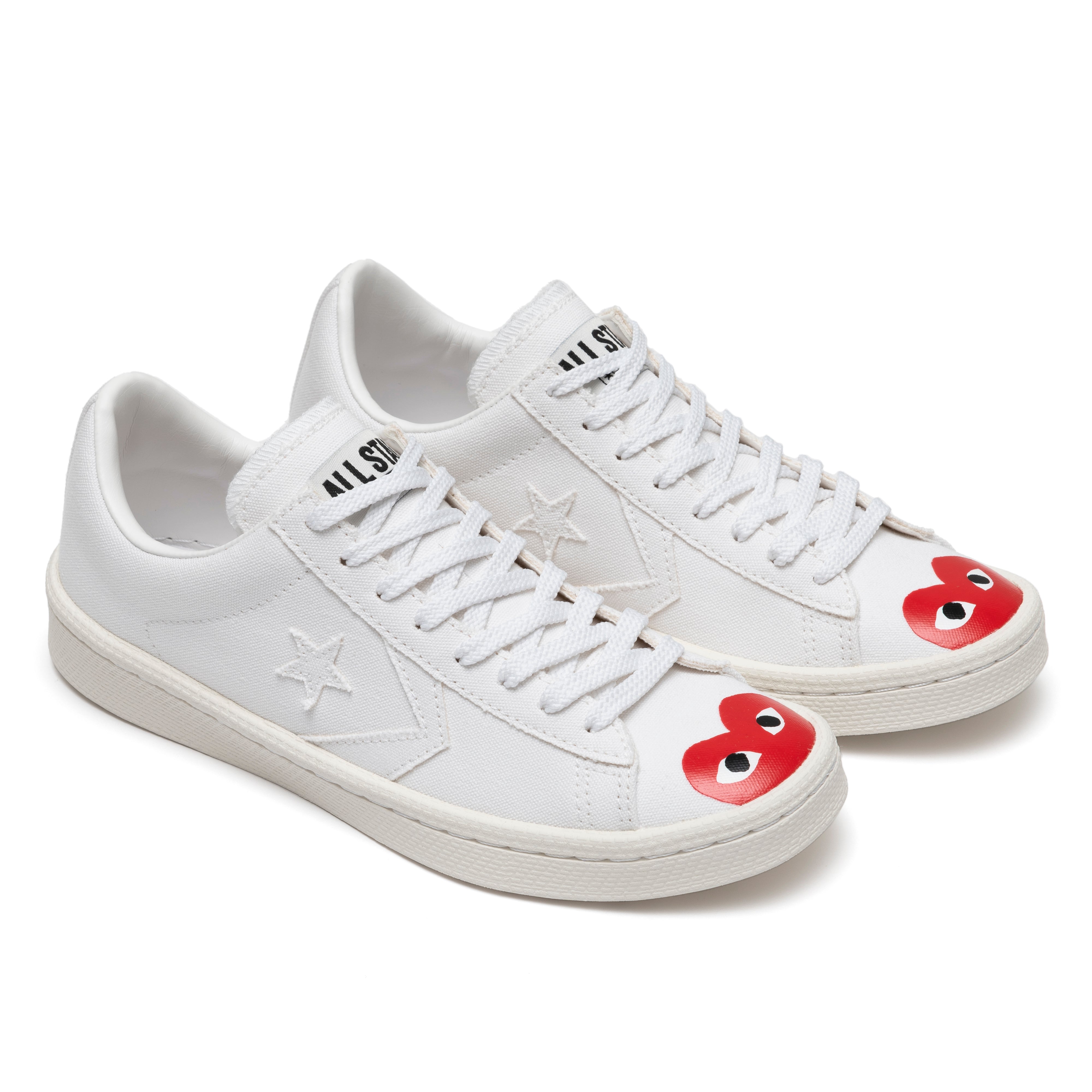 CDG PLAY Converse Play Red Heart Pro Leather White DSMG E SHOP