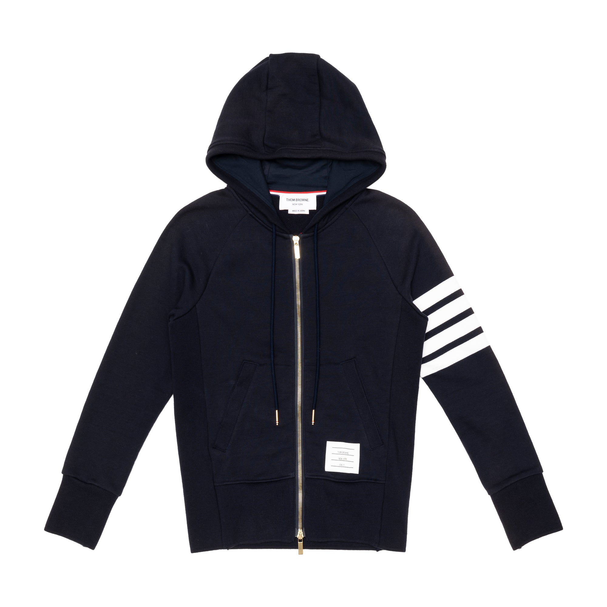 THOM BROWNE - MENS CLASSIC FULL ZIP HOODIE WITH E - NAVY - (MJT022H-00535) view 1