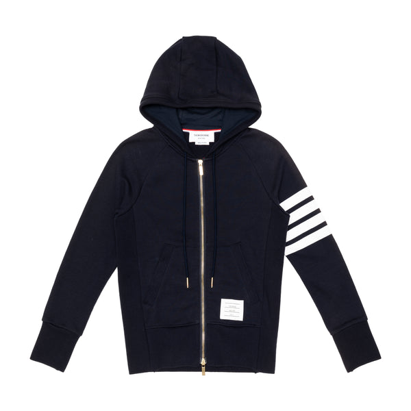 THOM BROWNE - MENS CLASSIC FULL ZIP HOODIE WITH E - NAVY - (MJT022H-00535)