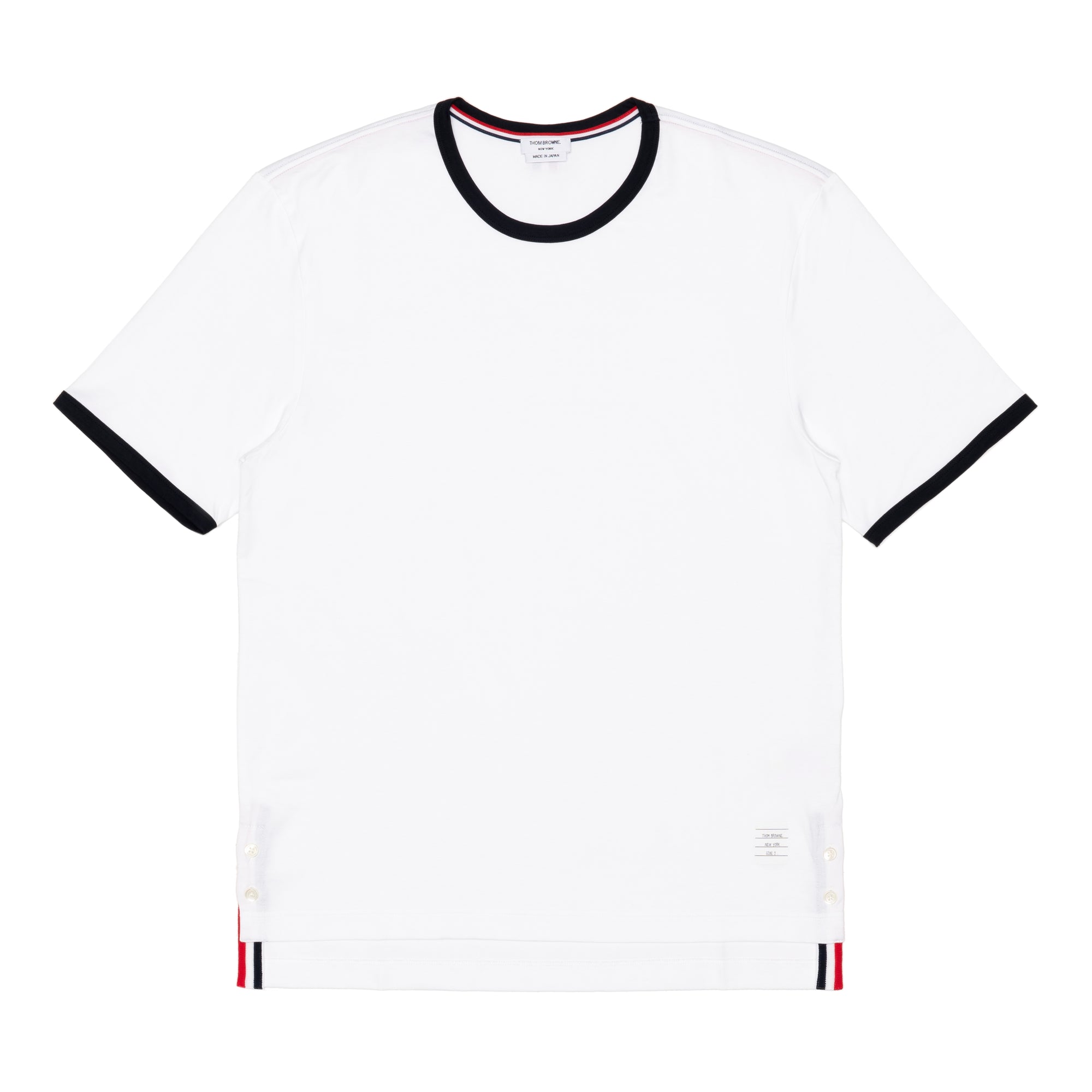 THOM BROWNE - MENS SS RINGER TEE IN MEDIUM WEIGHT - WHITE - (MJS083A-00042) view 1