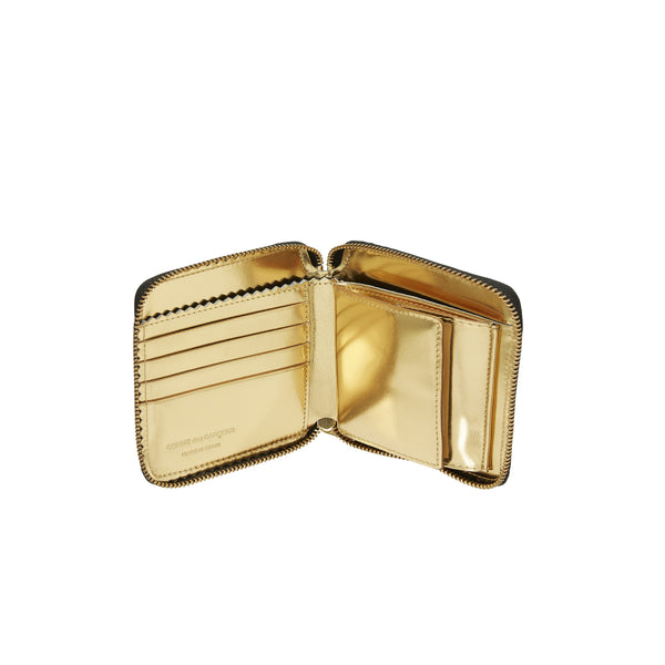 CDG WALLET - Mirror Inside Zip-Around Wallet - (Gold)
