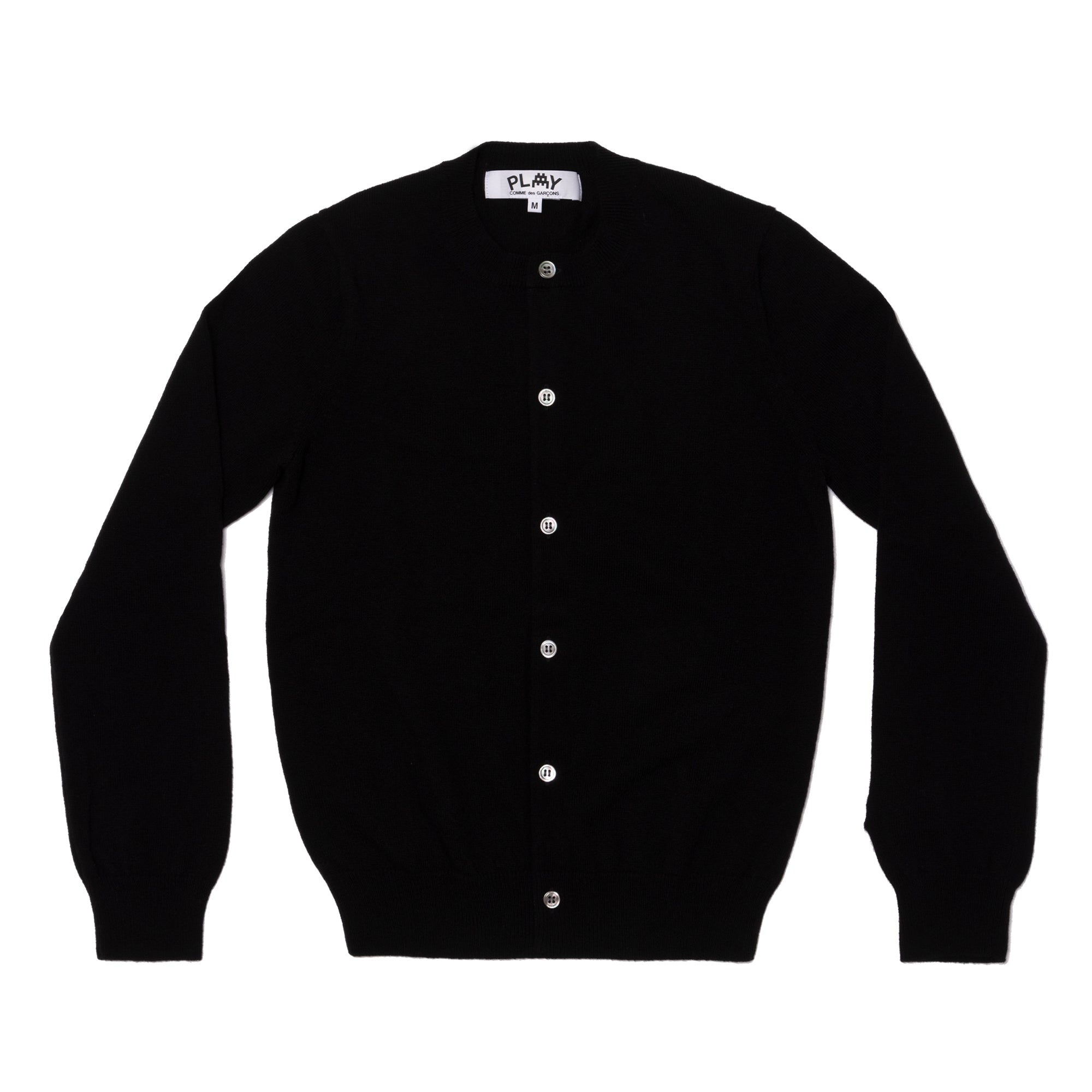 PLAY COMME des GARÇONS: INVADER WOMEN'S LAMBSWOOL CARDIGAN (BLACK