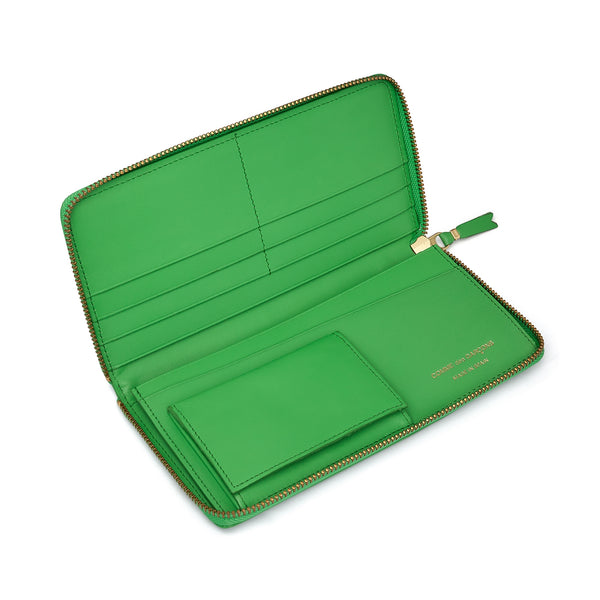 CDG WALLET - Colour Long Zip-Around Wallet - (Green)